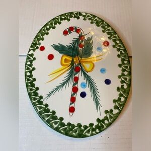 Vintage Zanolli Hand Painted Christmas Trivet Candy Cane Made In Italy